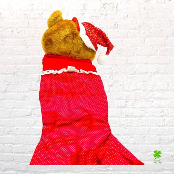 Vintage 1980s Christmas Stocking 21" Smithy Brown Teddy Bear Plush Quilted - Picture 5 of 14